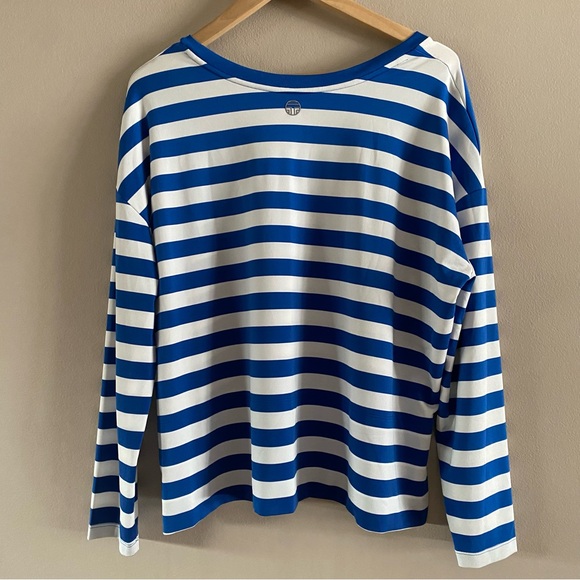 Tory Burch Sport Women’s Blue White Striped Performance Casual Top SPF50 SMALL - Picture 3 of 12